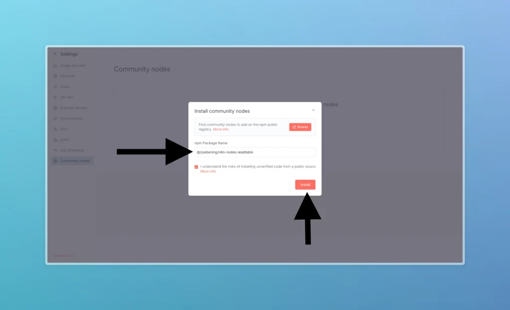 LeadTable in n8n installieren Anleitung 3